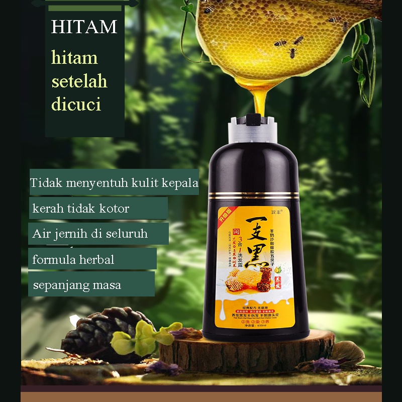 Pewarna rambut 650ml Shampo pewarna rambut  Cat rambut hitam cat rambut permanen