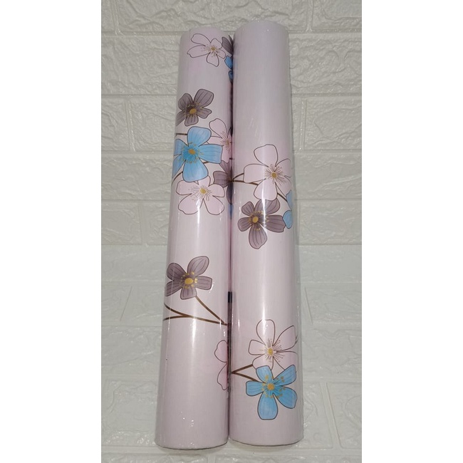 Wallpaper Dinding Motif Pink Bunga 8Mx45cm 1 roll