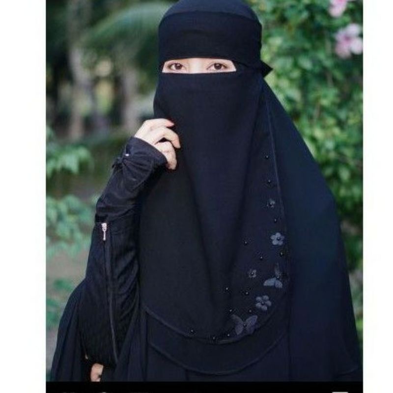 Niqab Bandana Oval Kupu 2 Layer Siffon Silky