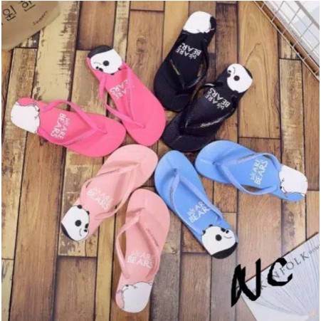 SENDAL JEPIT WANITA SPON MOTIF WE ARE BEAR BISA COD | BISA GROSIR DROPSHIP PGM