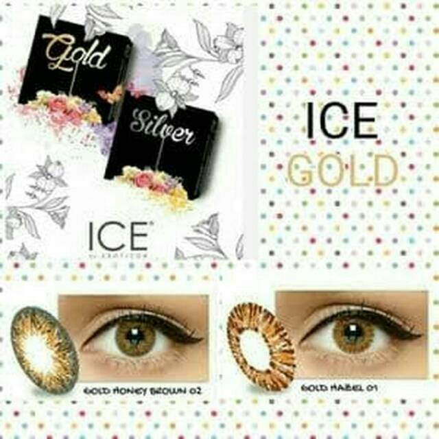 ice gold softlens warna diameter besar 15 mm tanpa pinggiran hitam mirip nobluk ready minus