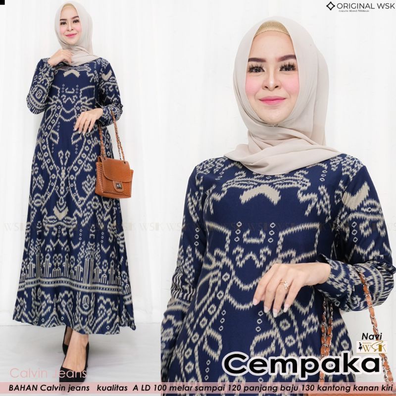 TERBARU GAMIS CEMPAKA BAHAN CALVIN JEANS GRADE A, LD.100-120 PB.130, by WSK