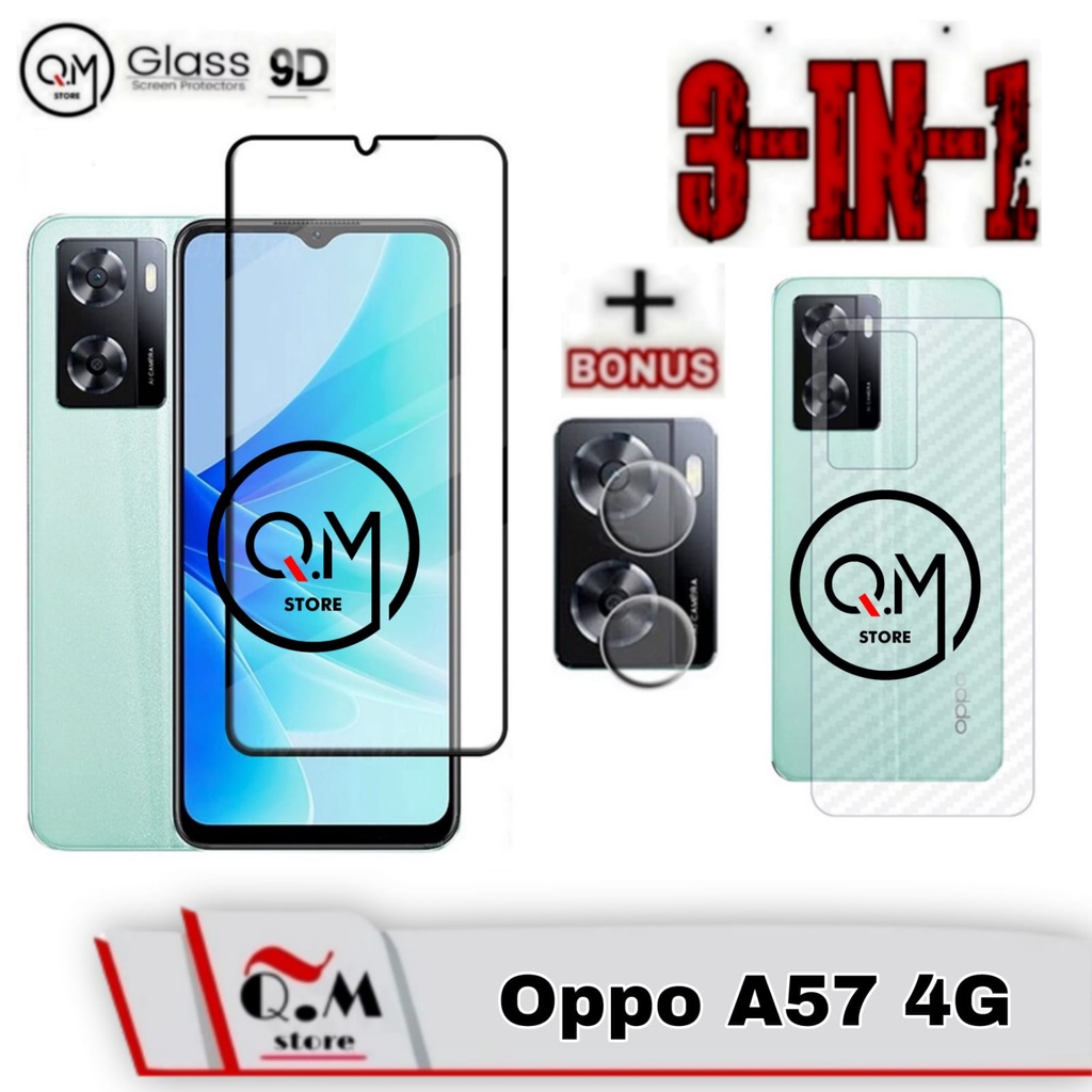 Paket 3in1 Tempered Glass Oppo A57 4G Anti Gores Pelindung Layar