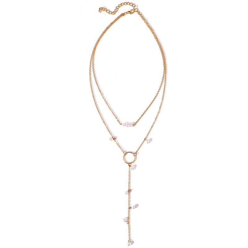 Kalung Korea Mutiara Liana Pearl Circle Multilayer Juntai Korean Necklace