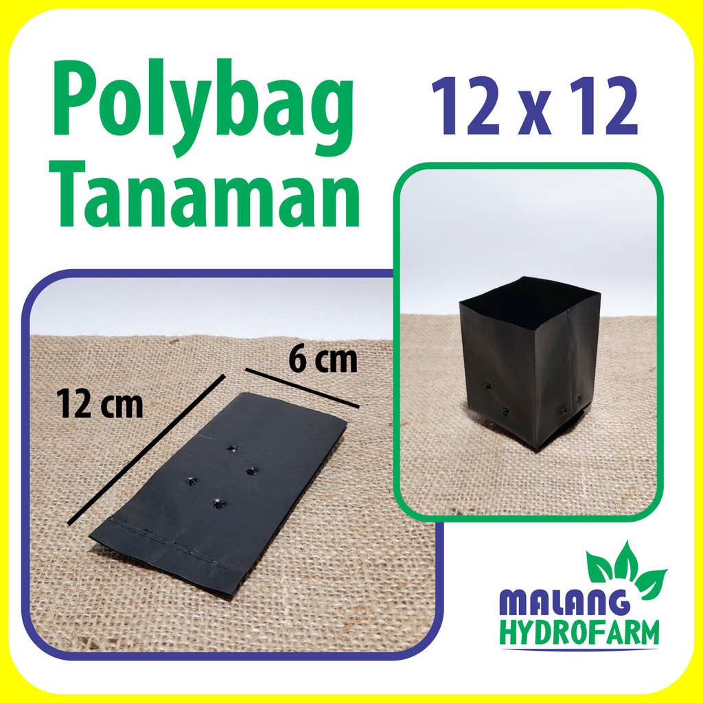 Polybag 12x12 cm satuan pot plastik tanaman hias tabulampot tanah hitam hydroponik buah benih