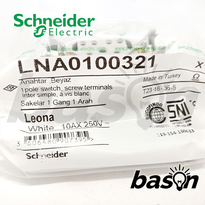 SCHNEIDER Leona 1 Gang 1 Way Switch - Saklar Single 1 Arah - LNA0100321