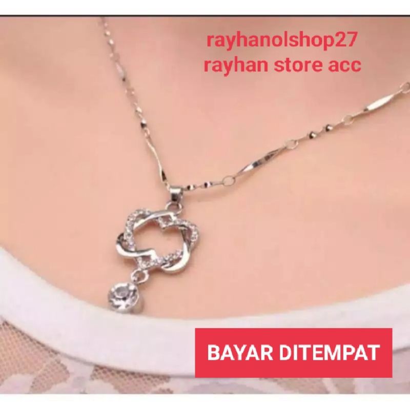 Kalung wanita dewasa Mawar-Perak Ganda liontin cuople LOVE Terbaru