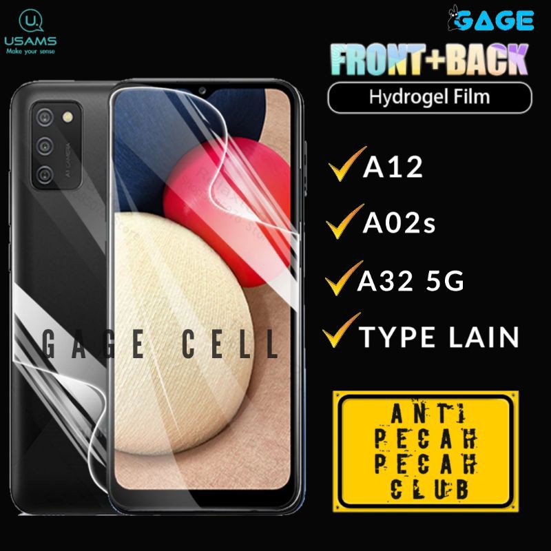 USAMS Hydrogel Nano Film Tempered Glass Samsung A12 A02s A32 5G Screen Protector Depan Belakang