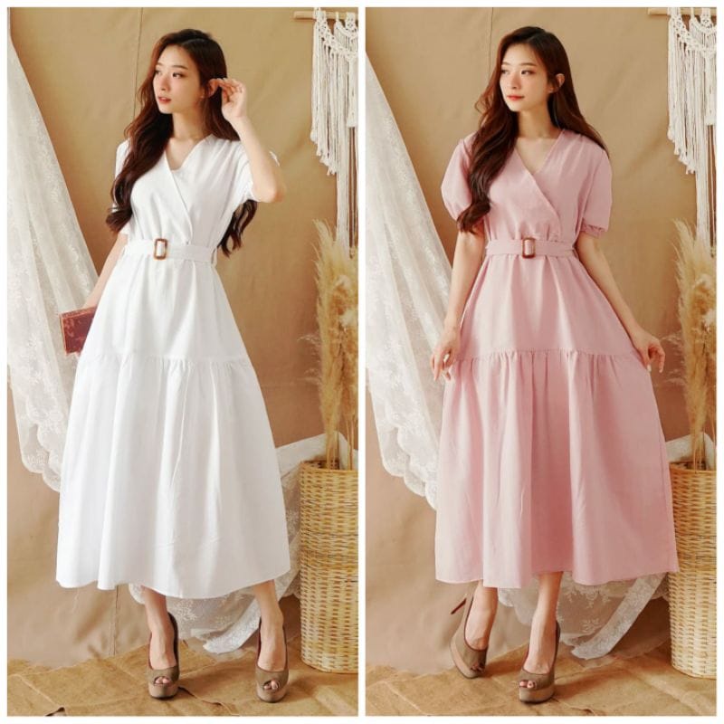 DRESS FELLY / FREE BELT / DRESS WANITA
