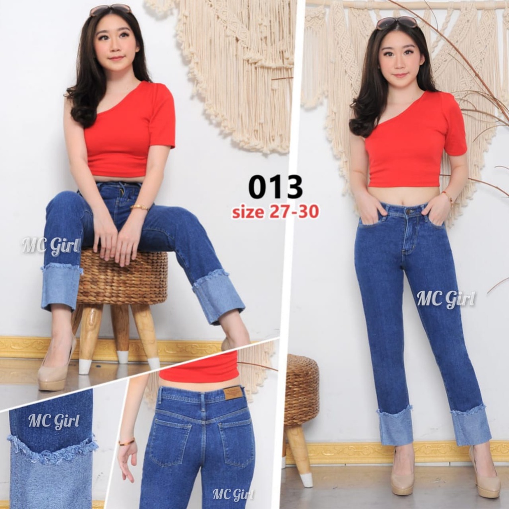 MC girl Celana Jeans Boyfriend Stik Balik Rawis Wanita / Boyfren Stick Balik / Kulot Jeans Rumbai