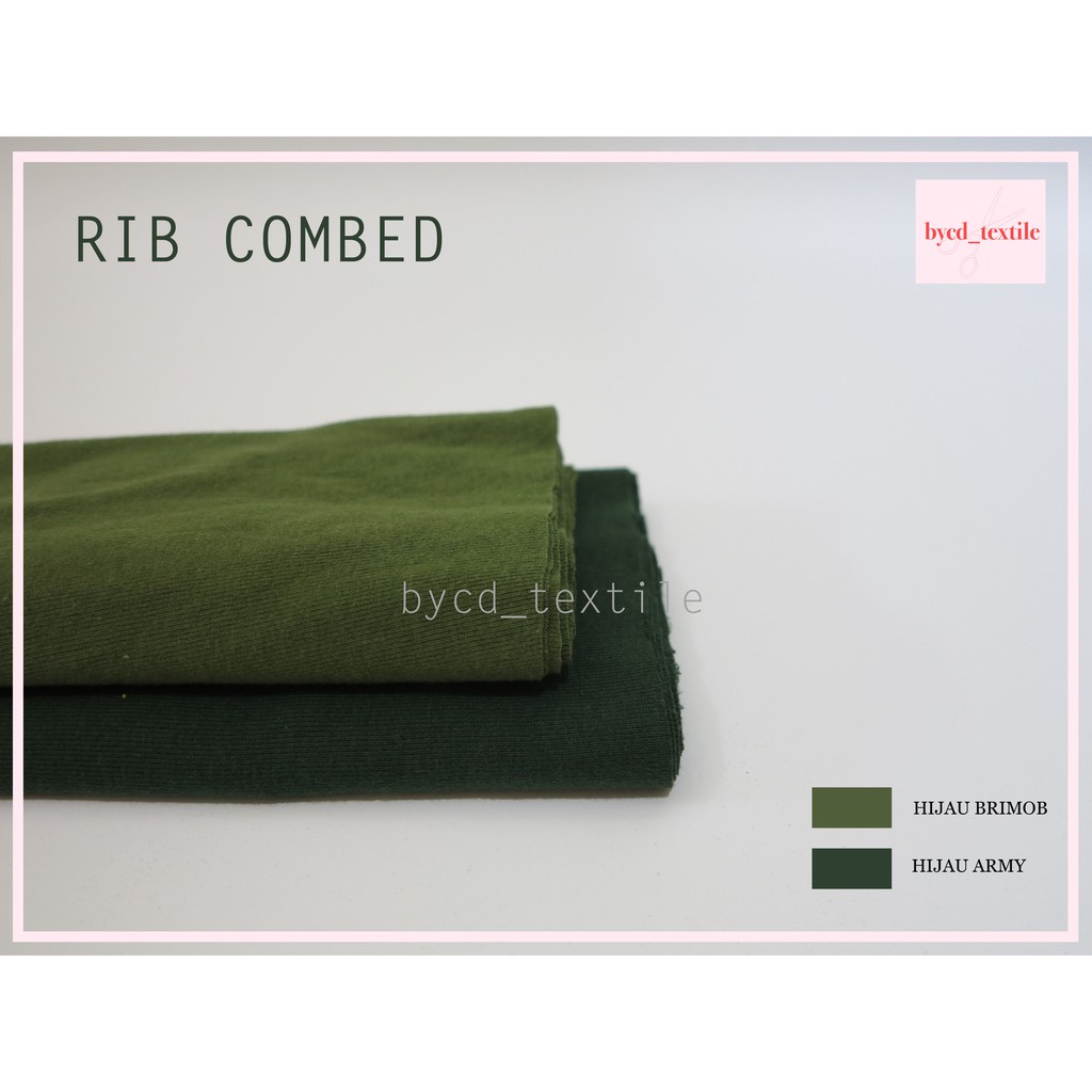 (20 CM) RIB KAOS COMBED UNTUK LEHER KAOS - HIJAU ARMY, BRIMOB