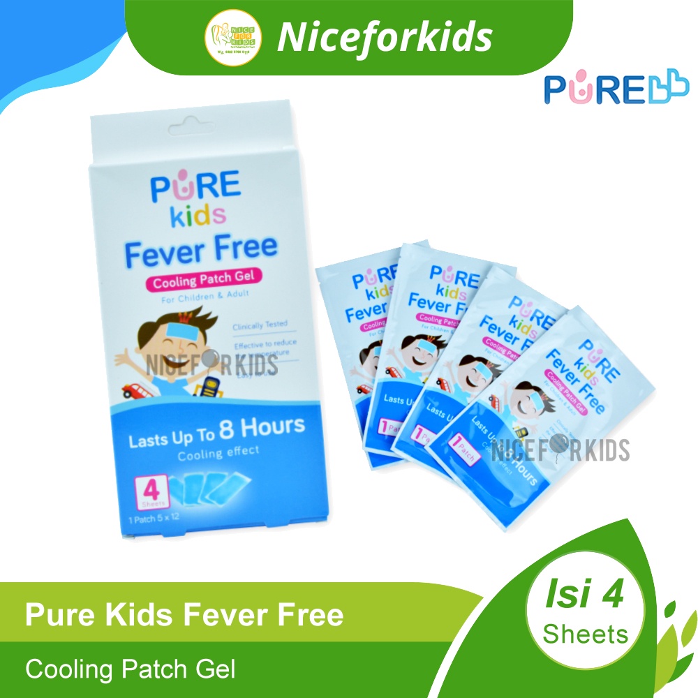 Pure Kids Fever Free Cooling Patch 4's / Stiker Penurun Panas