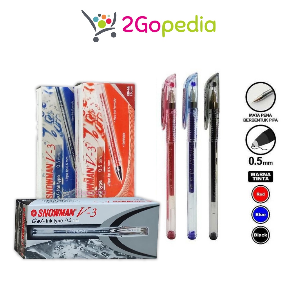 

Grosir Pen Bolpen/ Bulpen Snowman V3 0.5mm Hitam/ Biru/ Merah (1 Pcs)