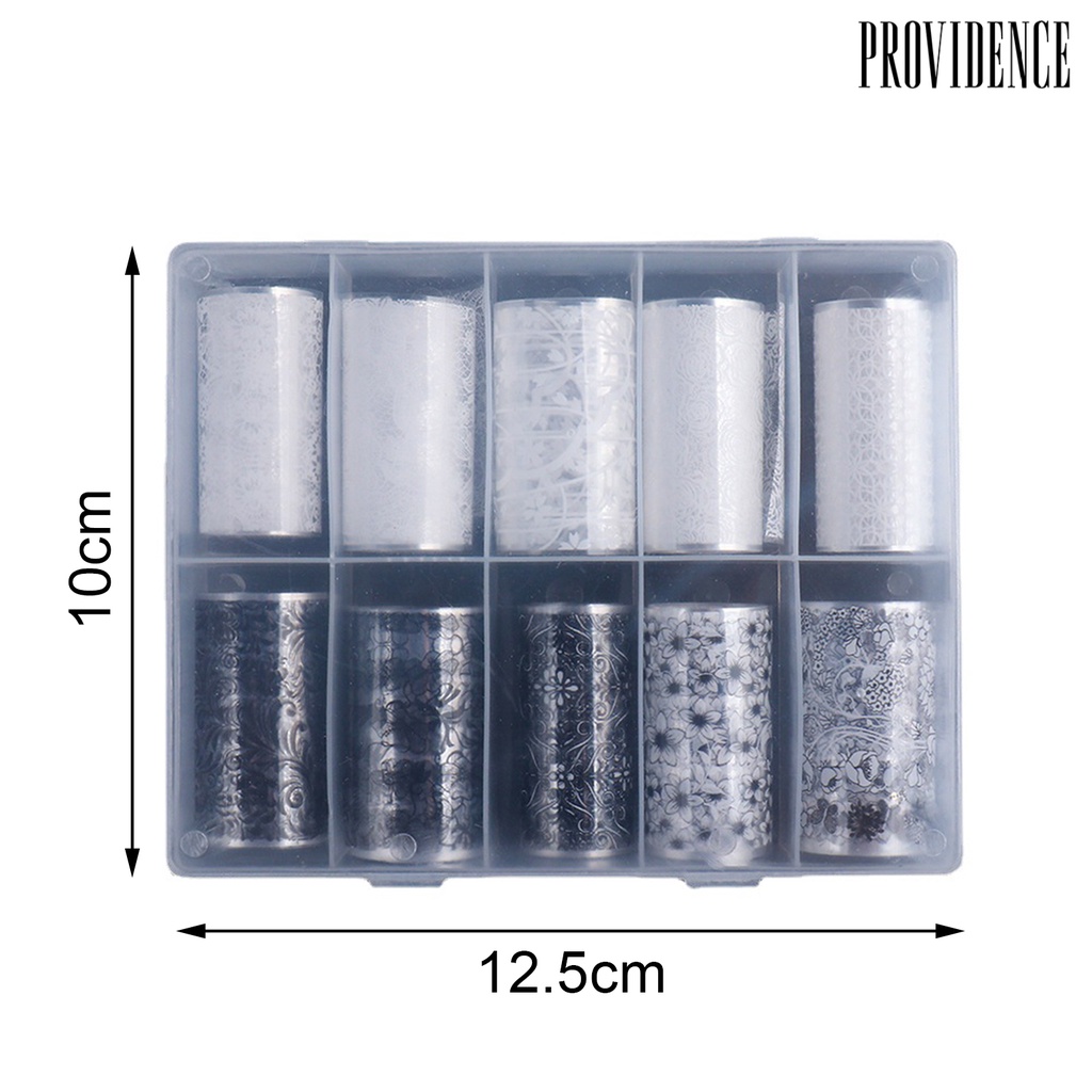 Providence 10pcs / Set Stiker Kuku Motif Print Bunga Tahan Lama Untuk Nail Art / Manicure