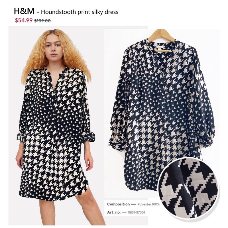 HM tunic dress black and olive/ houndstooth dress