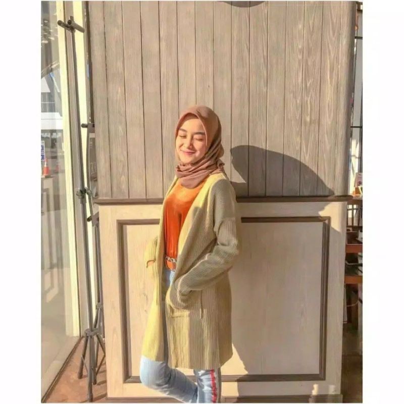 CARDIGAN WANITA RAJUT LONG KARDIGAN BELLE