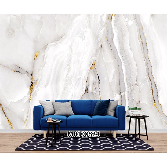 PHOTOWALL MURAL DINDING MOTIF MARMER GRANIT PUTIH 3D ALAMI