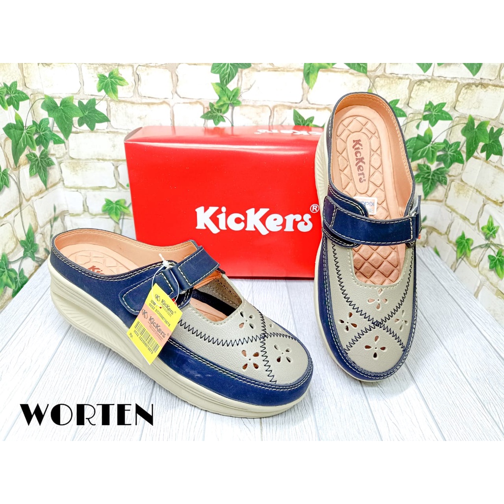 Sepatu sandal wedges kickers motif sikzak/Sepatu wedges wanita