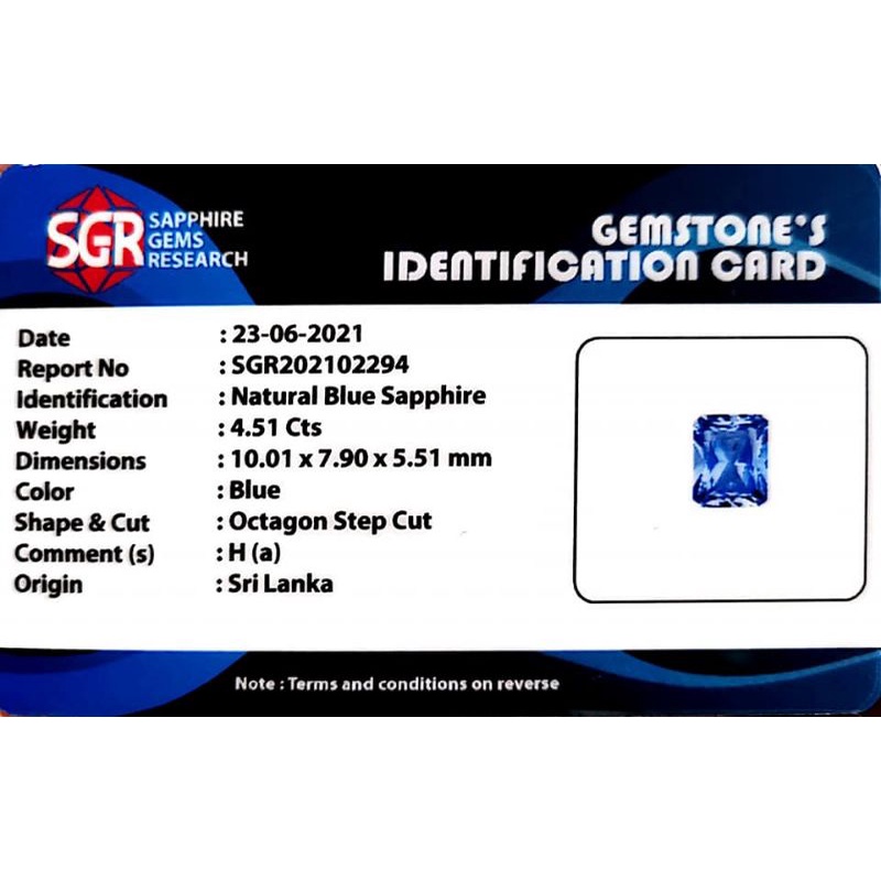 Royal blue sapphire srilanka + memo