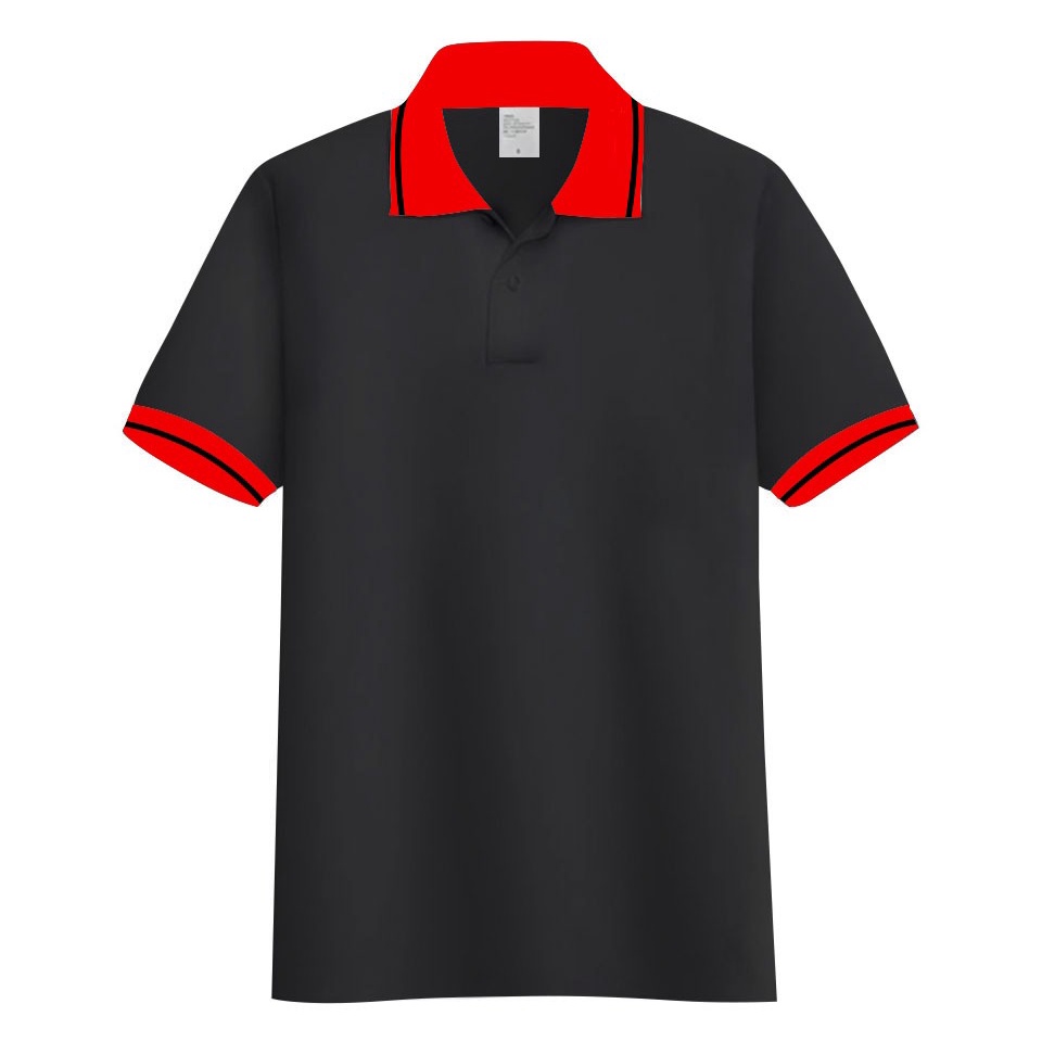 Kaos polos pria Poloshirt Hitam kerah stripe | kaos kerah pria polo shirt seragam polos