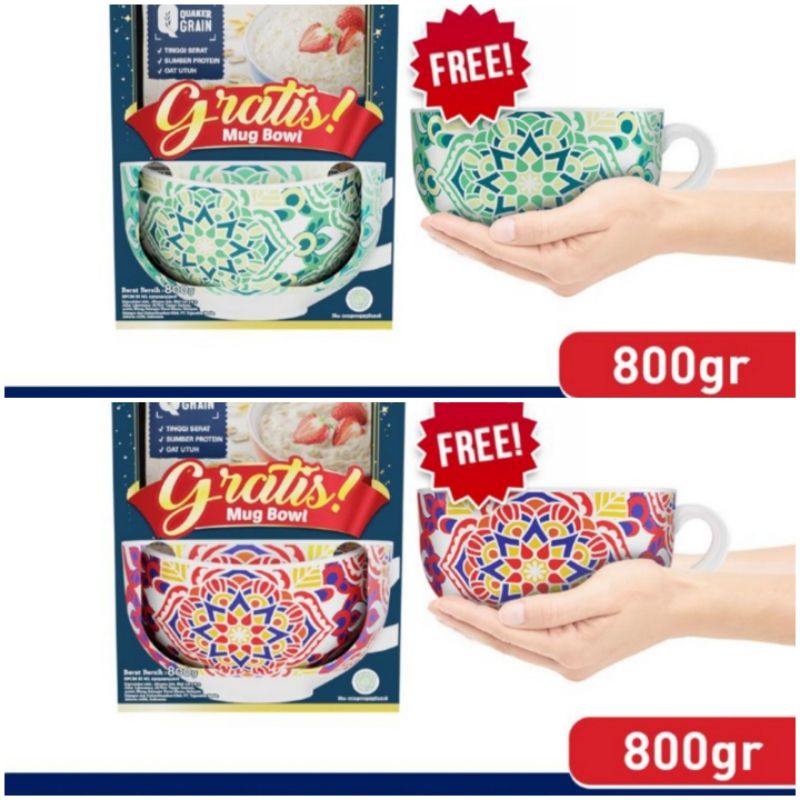

Quaker Quick Cooking Oatmeal 800gr free gift box double food storage / Bowl