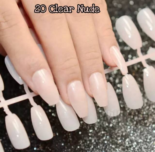 KUKU PALSU FAKE NAILS COFFIN BALERINA GLOSSY STYLE 24PCS BAG 3