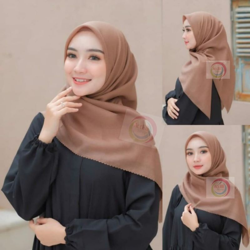 Hijab Shinny Crepe Bawal Cotton Lasercut / Kerudung Fashion / Scarf Wanita / Jilbab