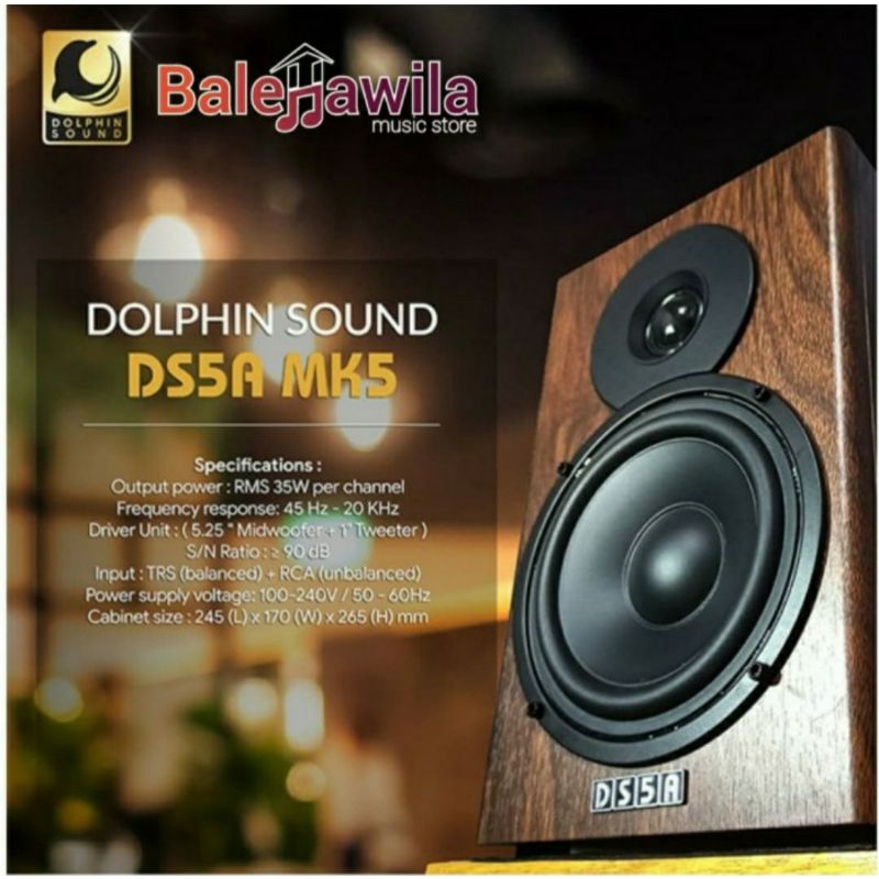 Speaker Monitor Flat Dolphin sound ISK DS5A DS 5A DS5 A 1 Set 2 Unit