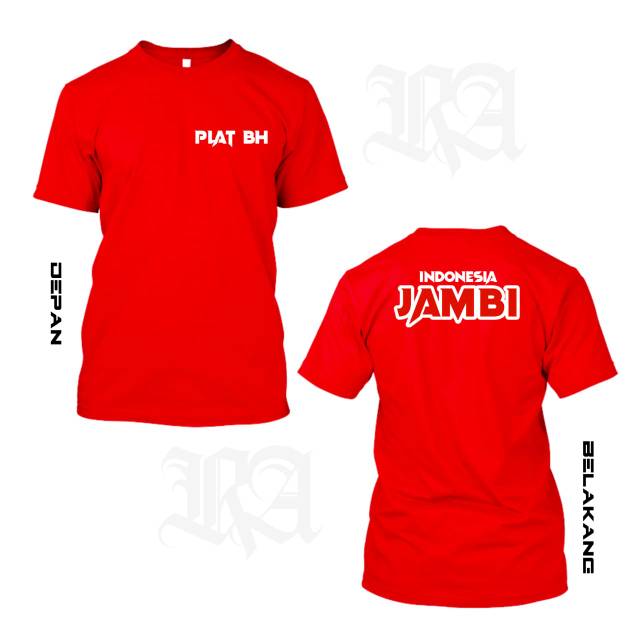 KAOS MERAH DESAIN PLAT BH INDONESIA JAMBI FASHION PRIA/WANITA