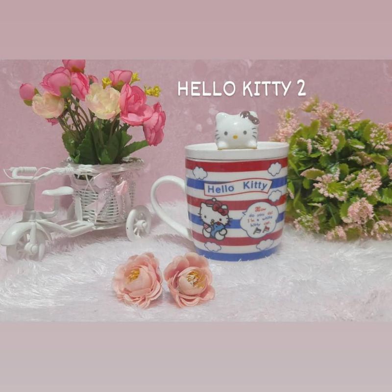 mug hello kitty tutup keramik pink shabby
