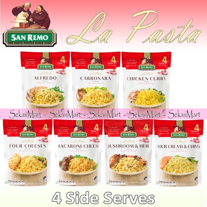 

Pasta-Aneka- San Remo La Pasta All Variant - Sanremo Pasta Dan Sauce Instant 120G - Sour Creamchive