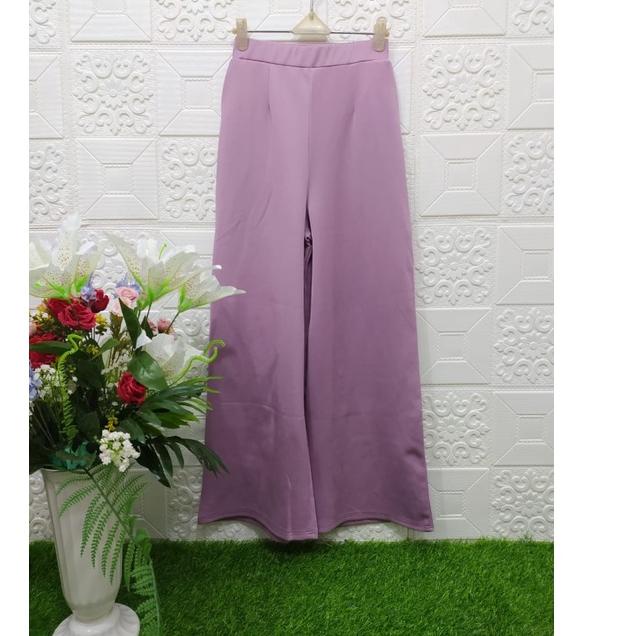 ☪ kulot wanita lucu ootd SIMPLE big size celana kerja Celana Kulot Lilac, Kulot Polos M5V4 ☃