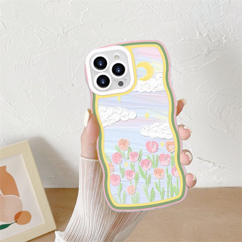 Casing Soft Case Karet Tebal Motif Awan Untuk iPhone 14 13 12 11 Pro Max X Xr Xs Max 8 7 6 6s Plus