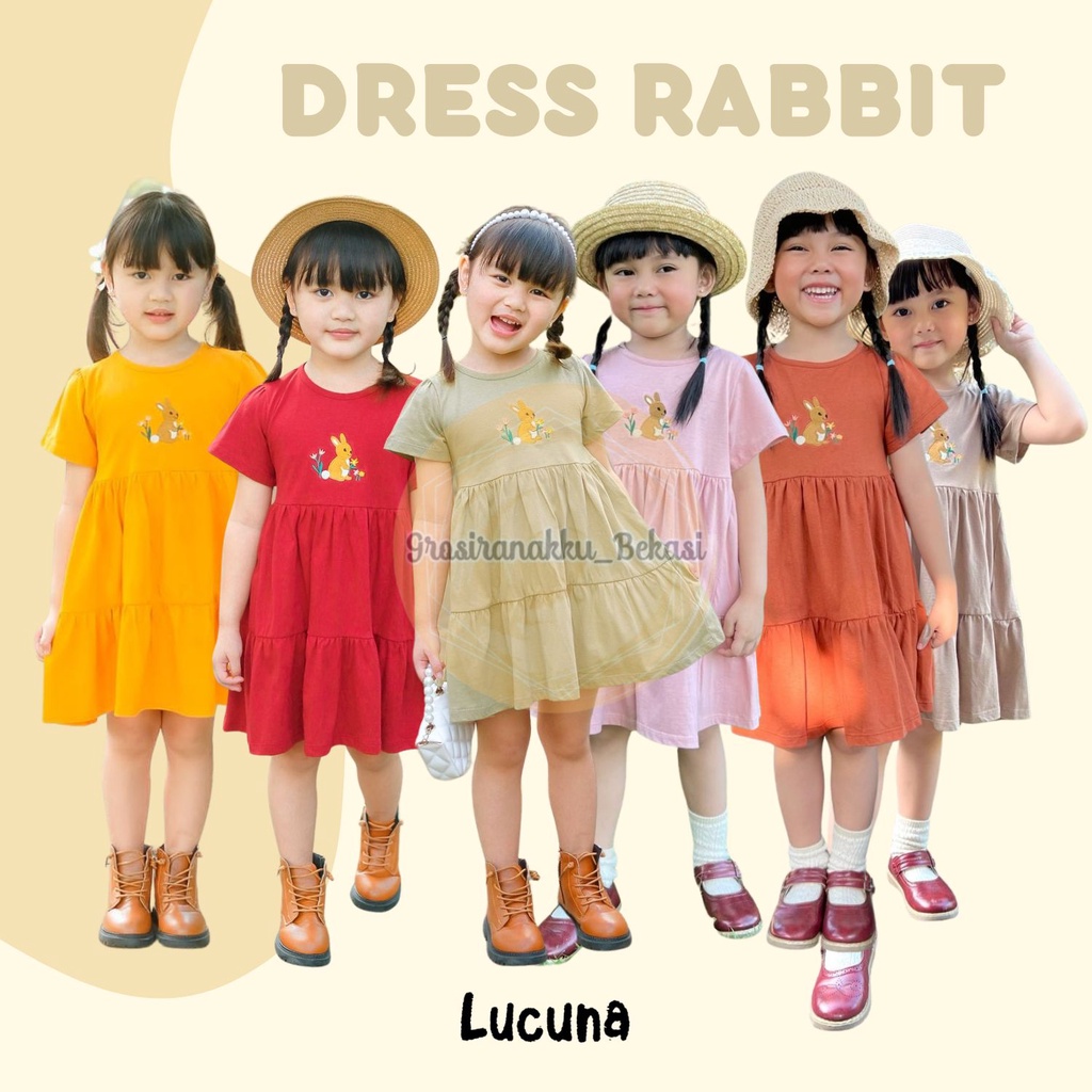 Dress Anak Rabbit Lucuna Mix Warna Size 1-5 Thn