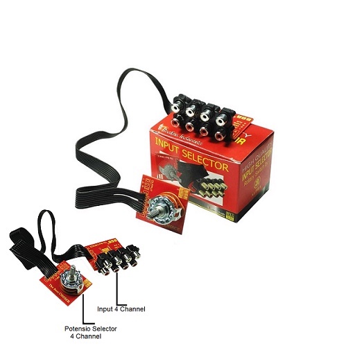 Kit Audio Input Selector 4 In RCA 1 Output 3x4 Rotary Switch Socket Kabel Selektor Input Box Bell