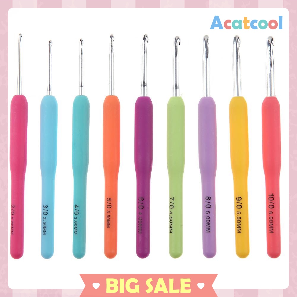 9pcs/set Weave Craft Crochet Hooks Yarn Knitting Needles Sewing Tool Kit