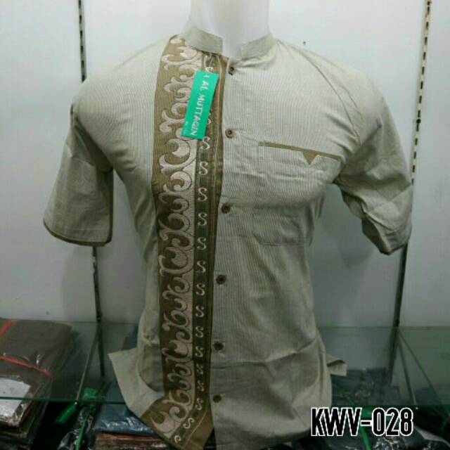 Kemeja Muslim Pria Baju Koko Bordir Gaul Bamus Lengan Pendek Pasar Tasik Tanah Abang KWV 028