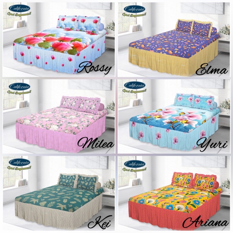 Sprei California Rumbai 180x200 B4 motif Ryu Dario Simply Blue Kei - Sprei Rumbai California Motif T