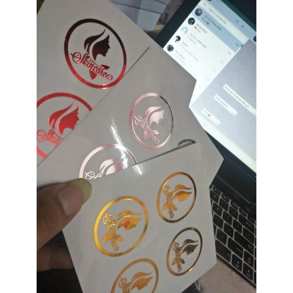 

Stiker Label Custom Foil Hotprint Gold Silver Etc.