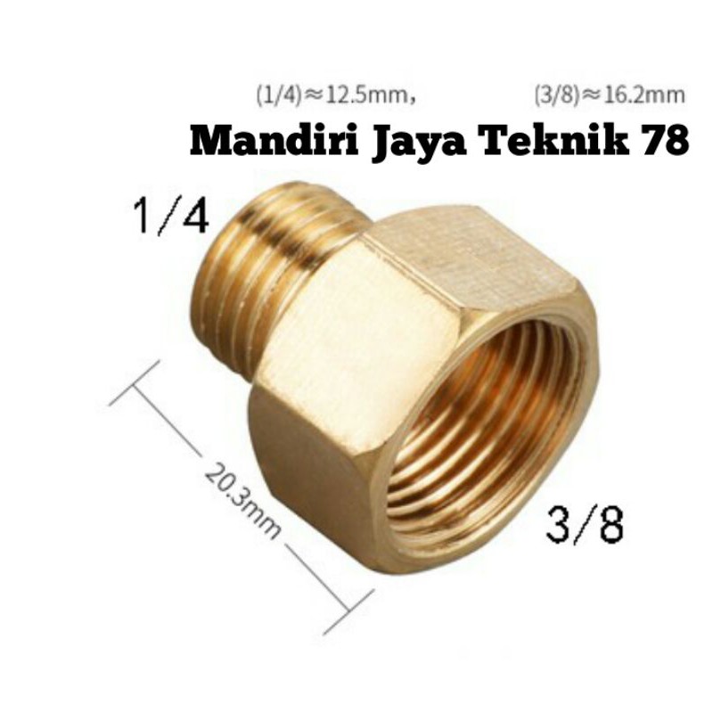 Double nepel drat dalam 3/8 x 1/4 drat luar
