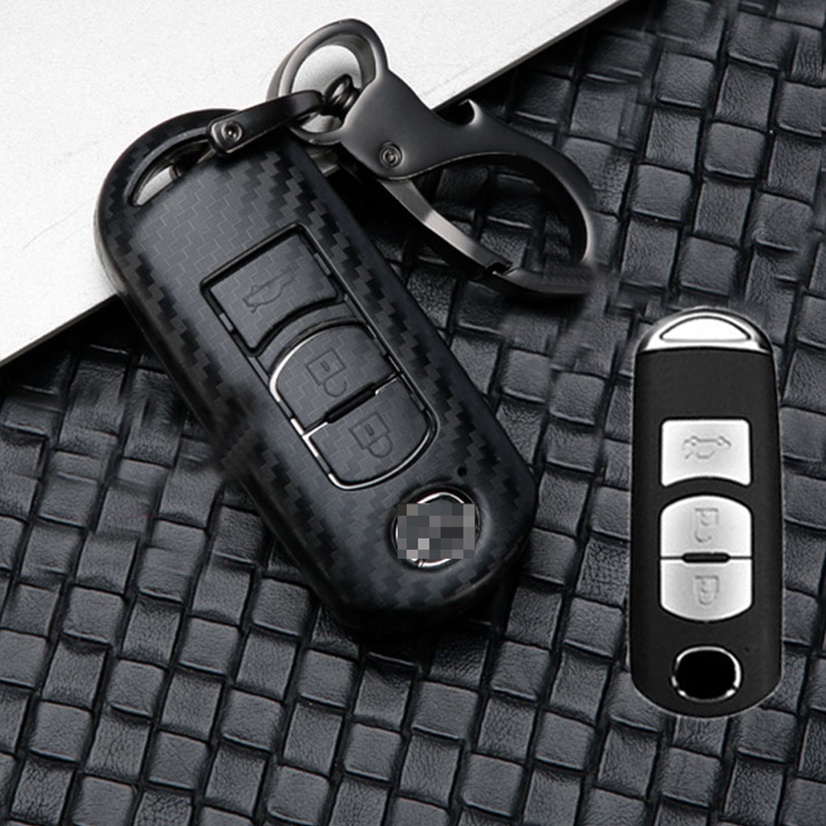 Case Remote Kunci Mobil Keyless Bahan Carbon Fiber Untuk Mazda CX-30 CX-8 CX-3 CX-3 CX-9 Mazda6 CX-5