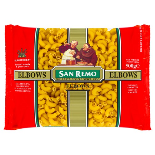 

SAN REMO | Pasta Elbows / Ricurvi Rigati #35 | 500 gr (Halal ICCV - Australia)