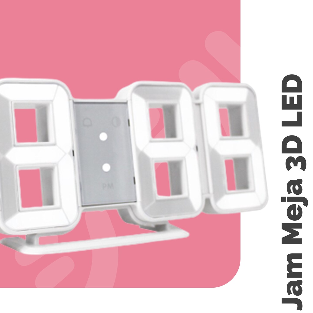 Jam Meja / Dinding Digital 3D Clock LED Aesthetic USB Minimalis - Taffware Moseko TS-S60-W