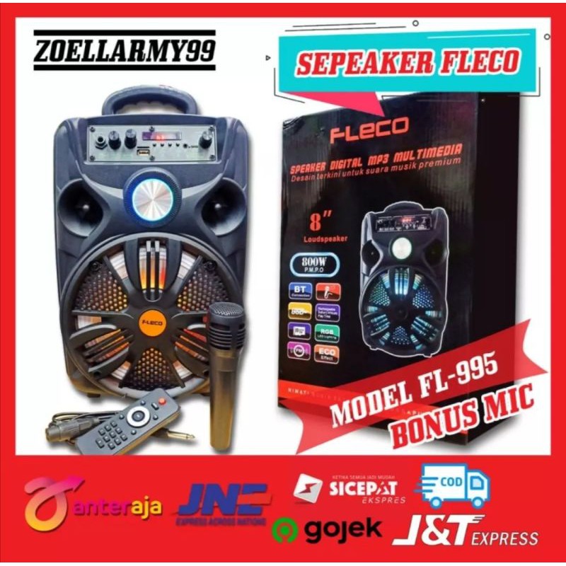 Speaker Aktif Bluetooth Fleco 995/F804i /FL-97/F3363 Gratis Microphone Karaoke Super Bass Salon