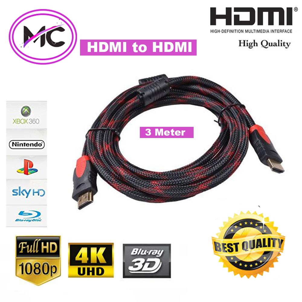 Kabel HDMI to HDMI Full HD 5 meter 3 meter 1.5 meter High Speed Quality HDTV Support 4K TV