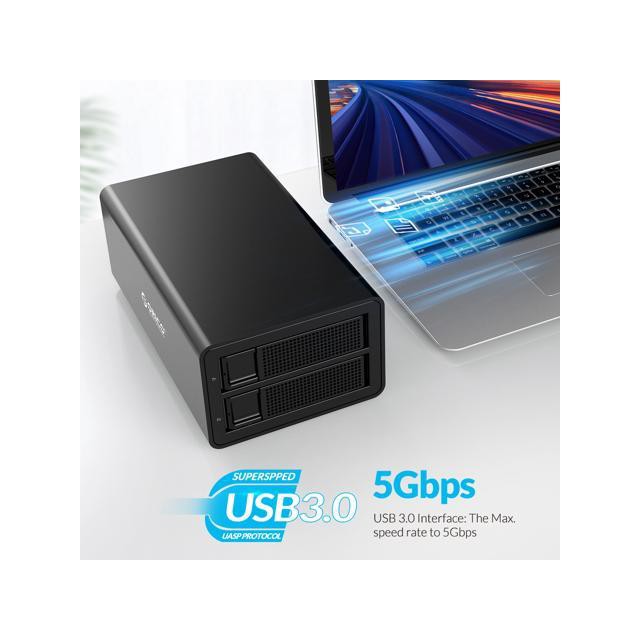 Casing hdd ssd enclosure orico 2 slot bay sata usb 3.0 5Gbps 3529U3 - Case harddisk External