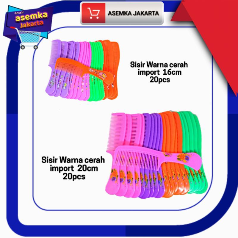 Sisir (20pcs)Gagang Besar Kecil Warna Cerah  Produk import Grosir