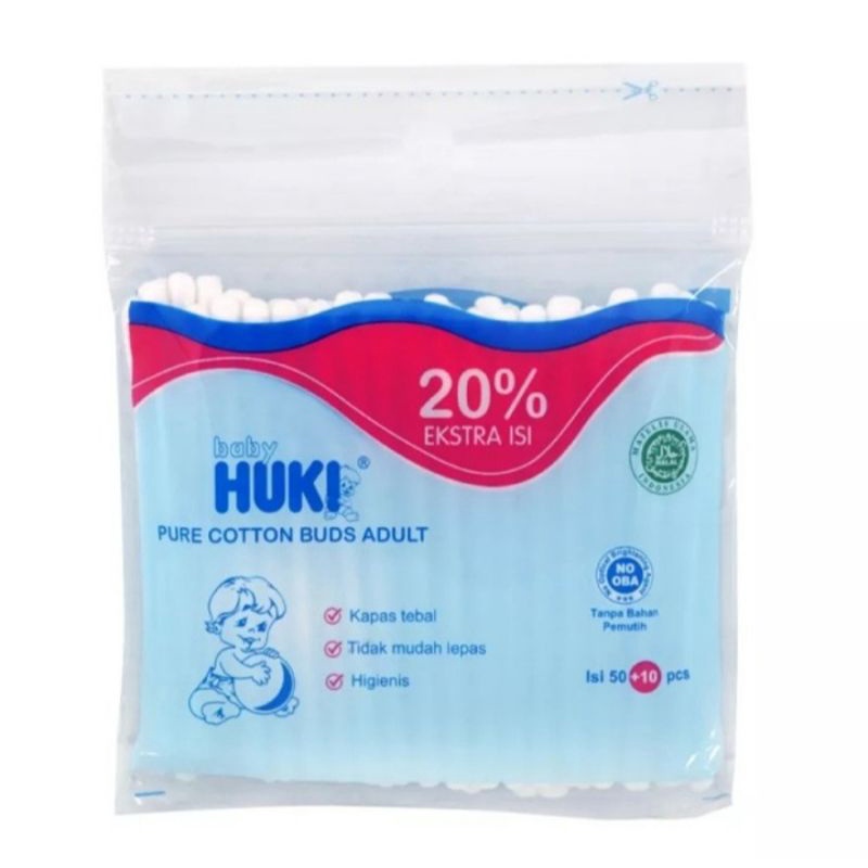 Huki Cotton Bud Adult 50+10pcs/Cotton Bud Anak Dewasa/Korek Kuping Dewasa