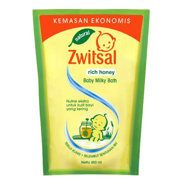 Zwitsal Natural Baby Milky Bath Rich Honey Refill 450ML