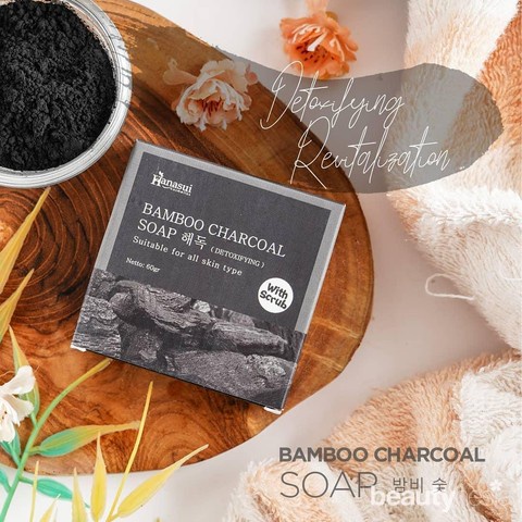 Hanasui Sabun Charcoal Bamboo Soap Sabun Pencerah Wajah Pria Sabun Pembersih Wajah Whitening Scrub Pemutih Wajah H4